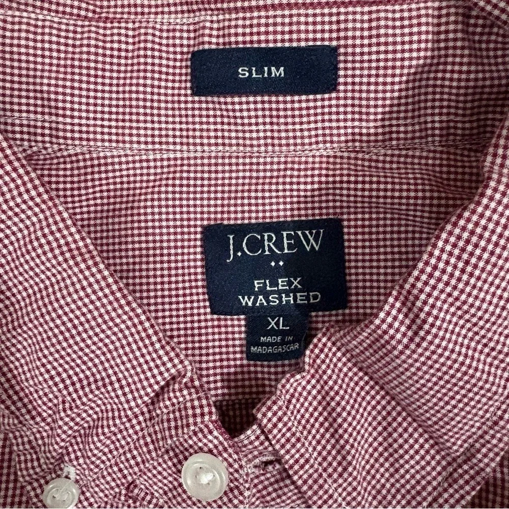 J. Crew Flex Cotton Blend Slim Fit Red Long Sleeve Button Down Men's Size XL